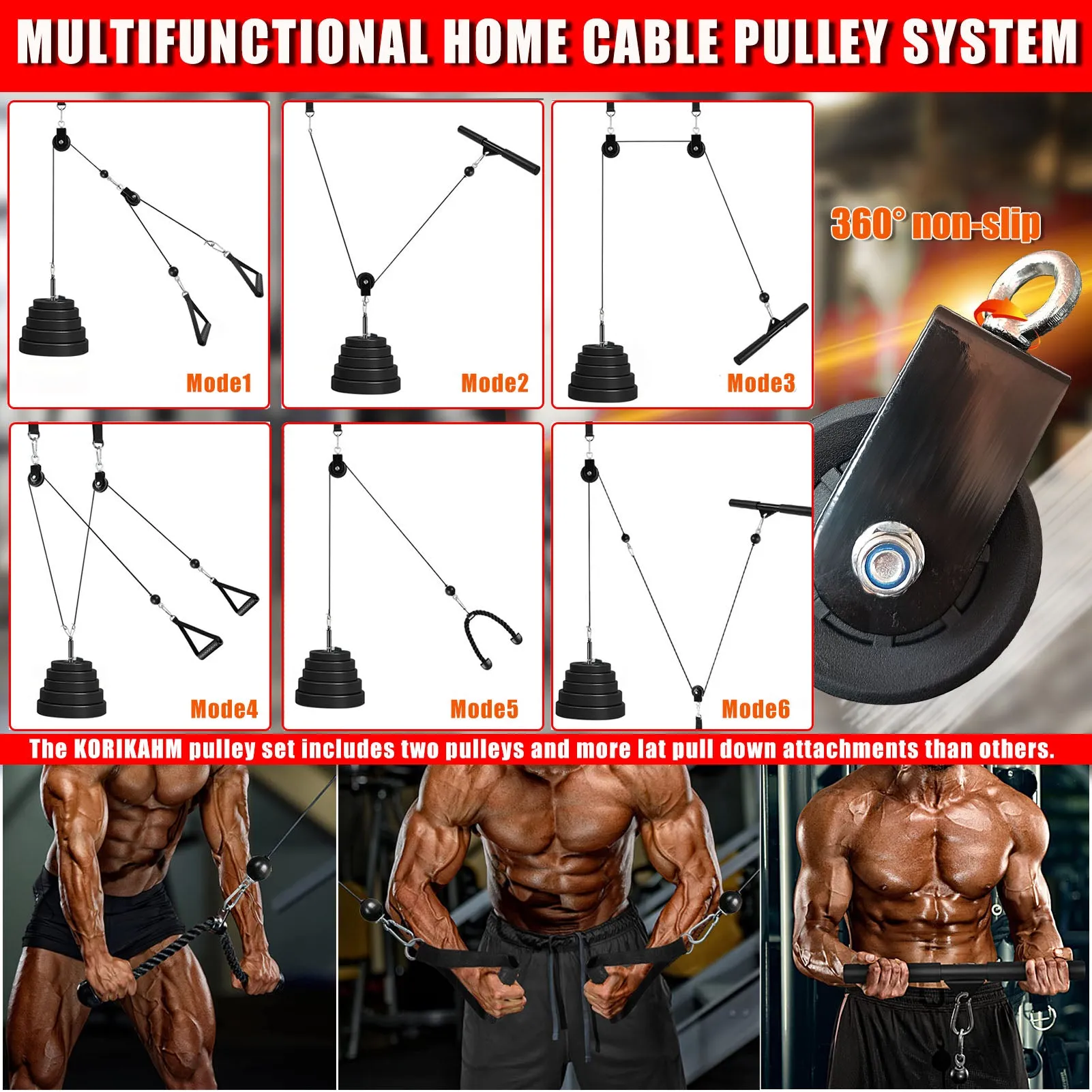 Premium DIY Fitness Pulley Cable Machine Set – Arm Biceps Triceps Strength Training Attachment for Home Gym Workout, Adjustable, High-Quality Equipment