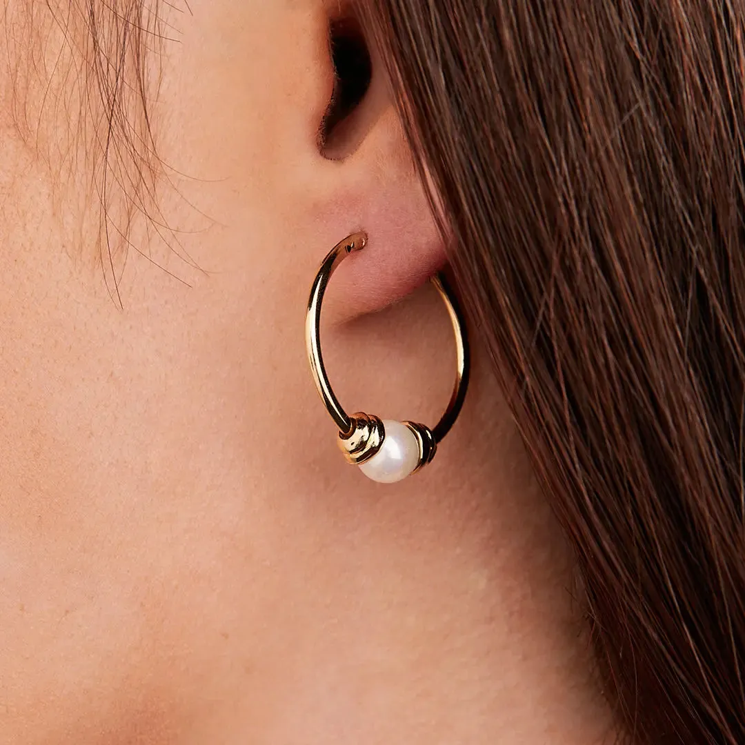 Pérola Collection - Pearl Small Hoop Earrings