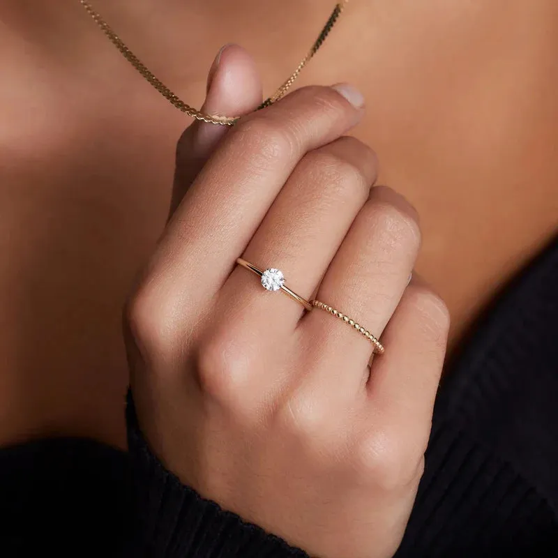 Prong Beaded Zirconia Rings Set
