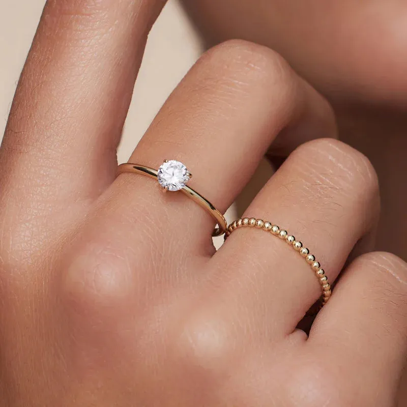 Prong Beaded Zirconia Rings Set