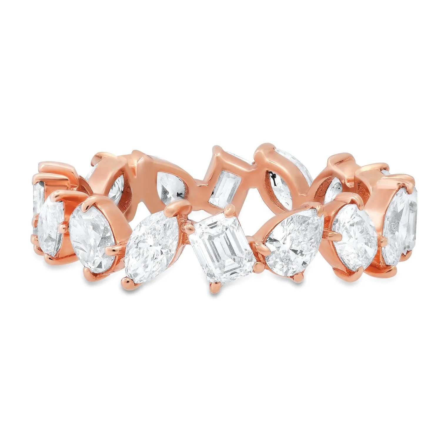 Prong Set Diamond Shapes Eternity Band Ring