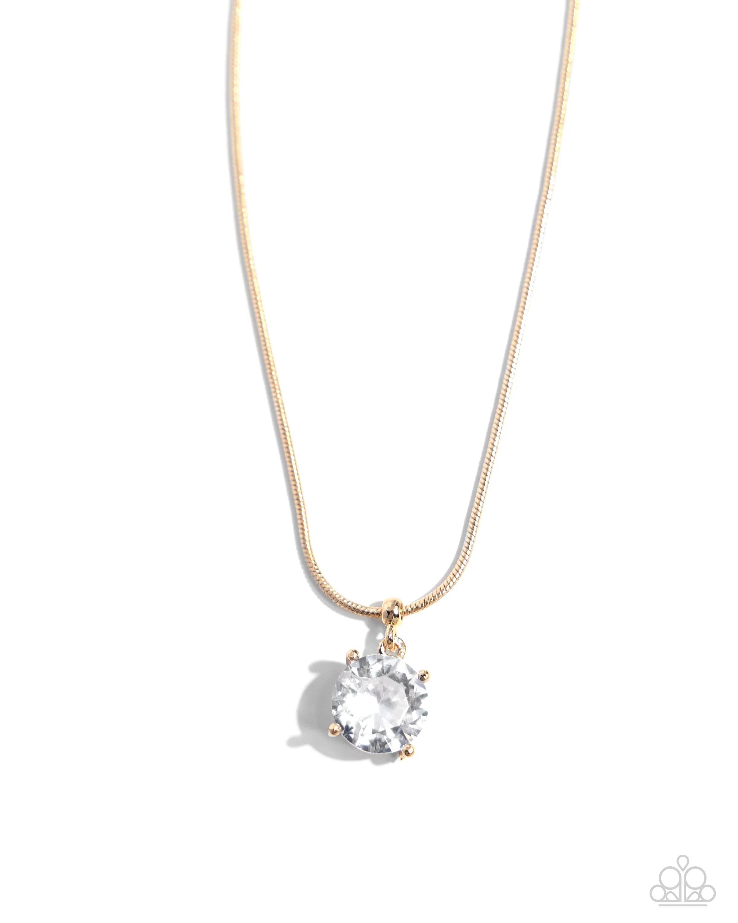 Pronged Premiere - Gold - Faceted Gem Paparazzi Short Necklace