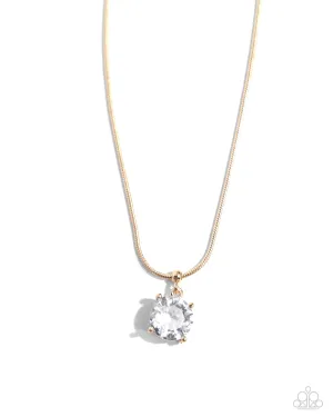 Pronged Premiere - Gold - Faceted Gem Paparazzi Short Necklace