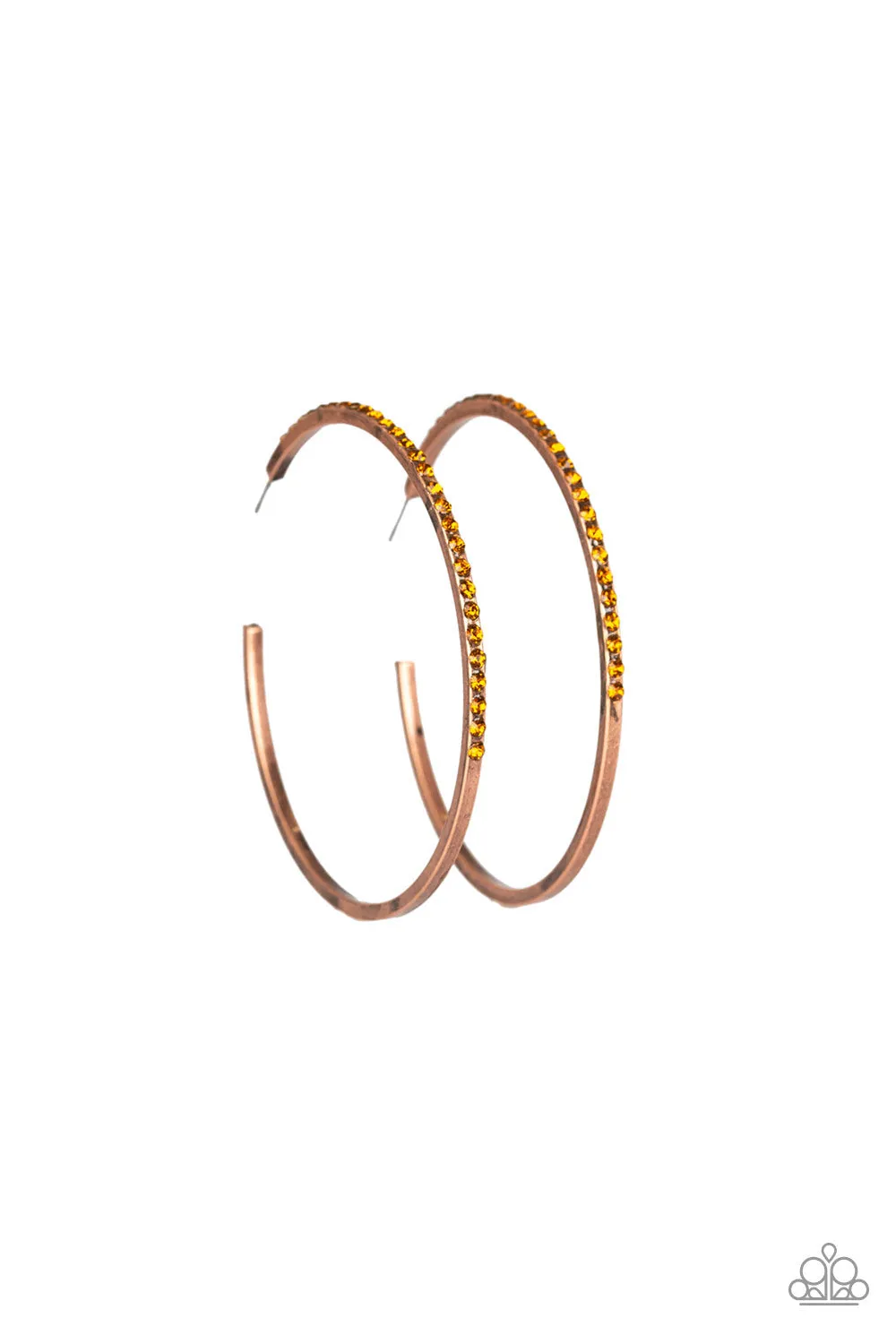 "Trending Twinkle" Copper Metal Topaz Rhinestone Hoop Earrings