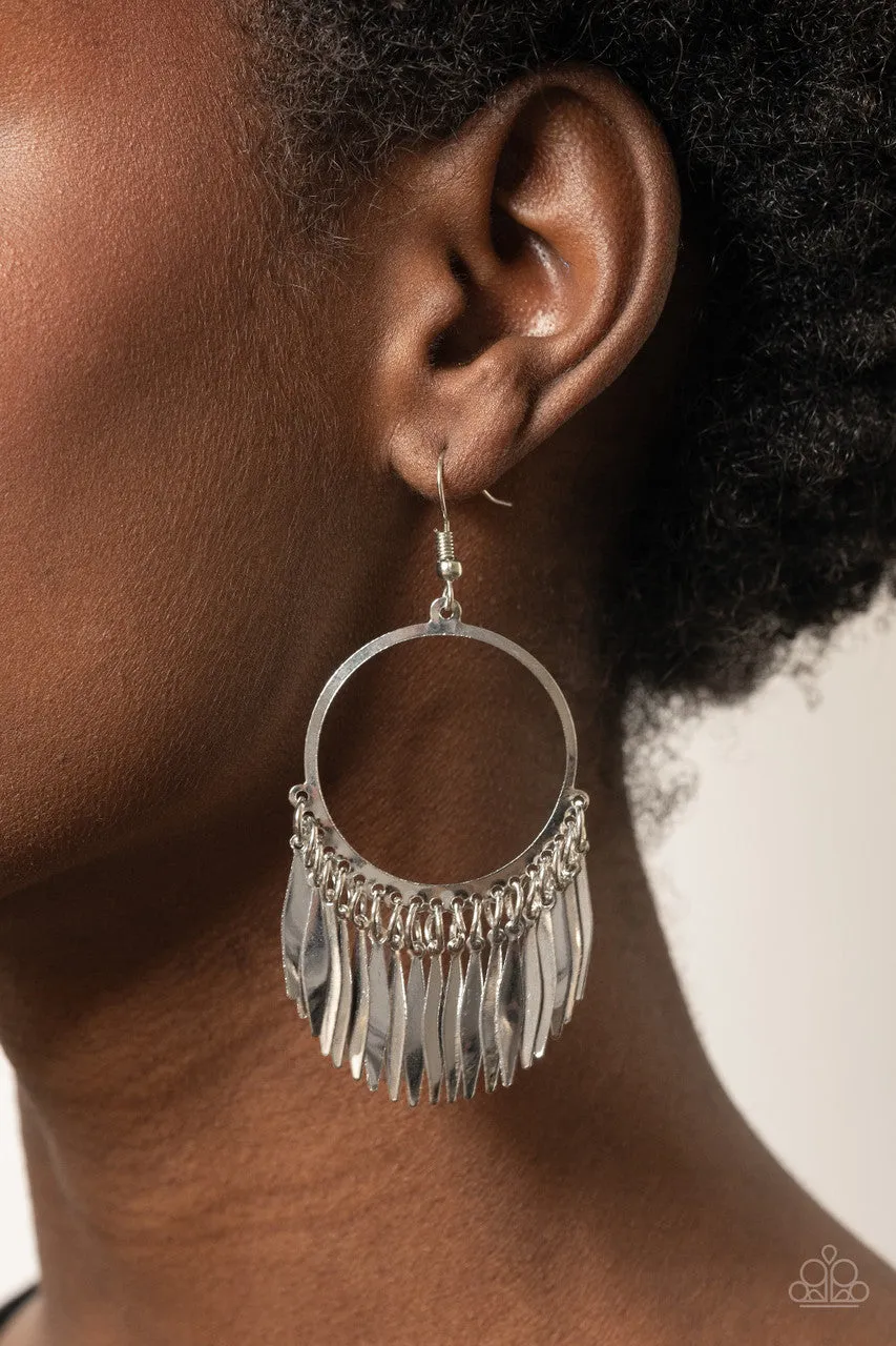 Radiant Chimes Silver Paparazzi Earrings