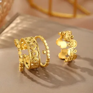Retro palace style hollow carved pattern stainless steel ring JLTR0509