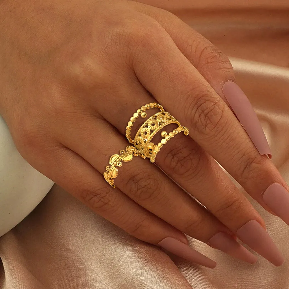 Retro palace style hollow carved pattern stainless steel ring JLTR0509