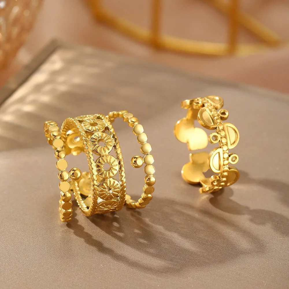 Retro palace style hollow carved pattern stainless steel ring JLTR0509