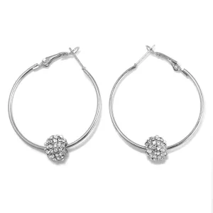 RHODIUM CRYTAL FIREBALL HOOP EARRINGS #ER5483RH(HF4)