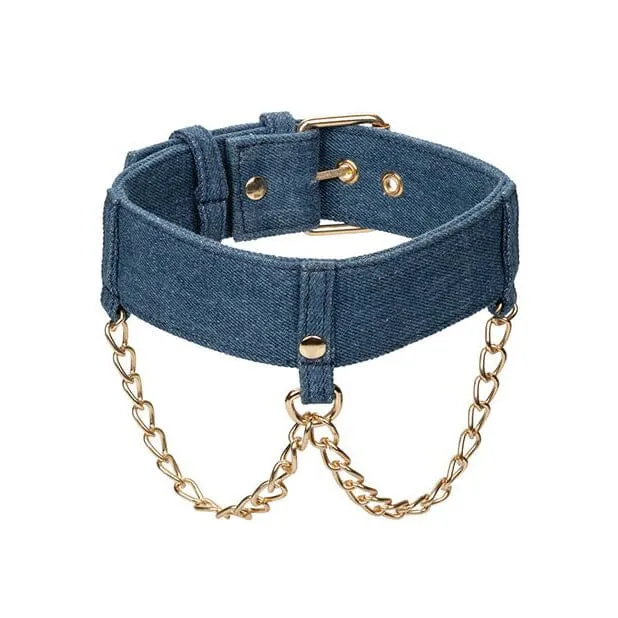 Ride 'Em Denim Collar with Leash