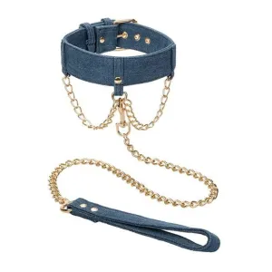 Ride 'Em Denim Collar with Leash