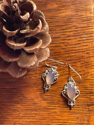 Rose Quartz And Silver Drop Earrings