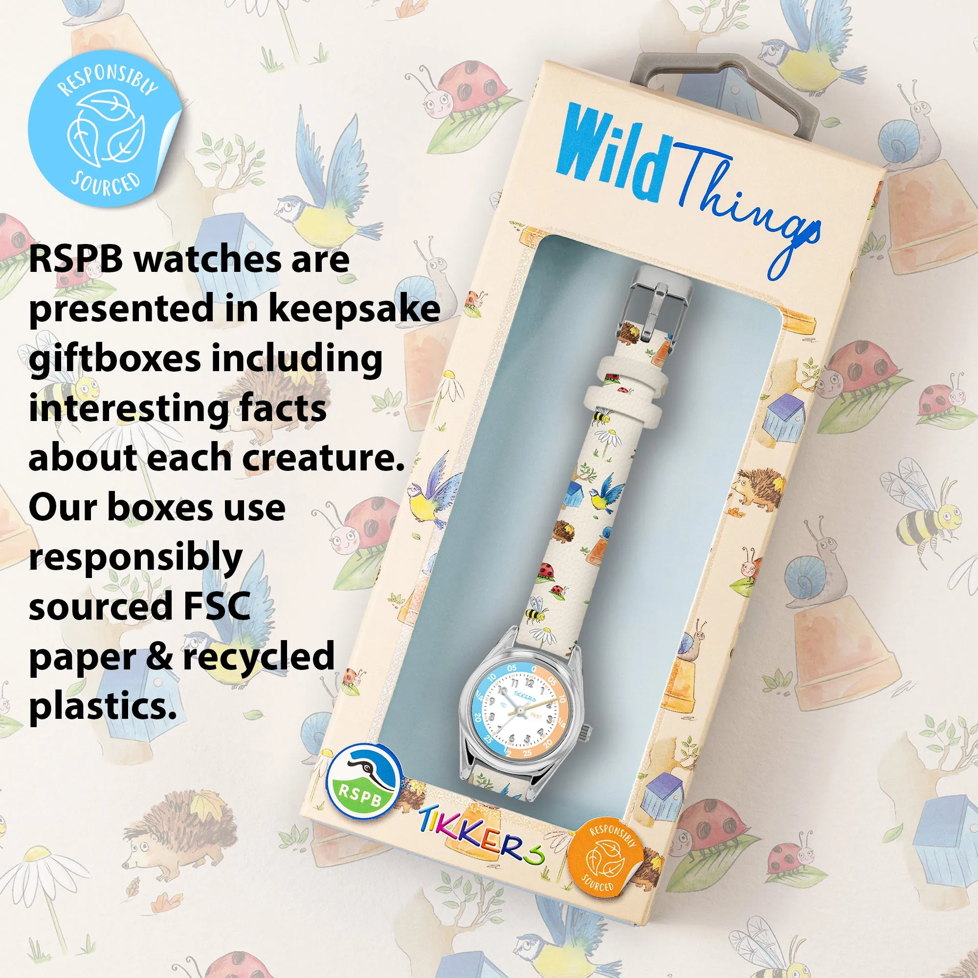 RSPB x Tikkers Wild Things Kids Time Teacher Watch