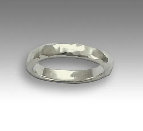 Ruby Hammered Silver Gold Ring - Clear Water.