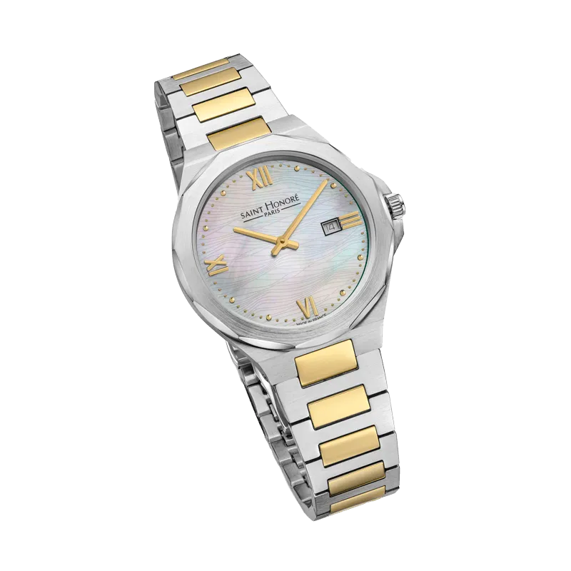 Saint Honore Matignon Women's White MOP Dial Stainless Steel/Gold Bracelet Watch