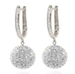 Silver 10MM Crystal Ball Drop Earrings