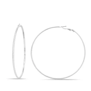 SILVER 85MM HOOP  EARRINGS #SQ325E5205SIL (AC21)