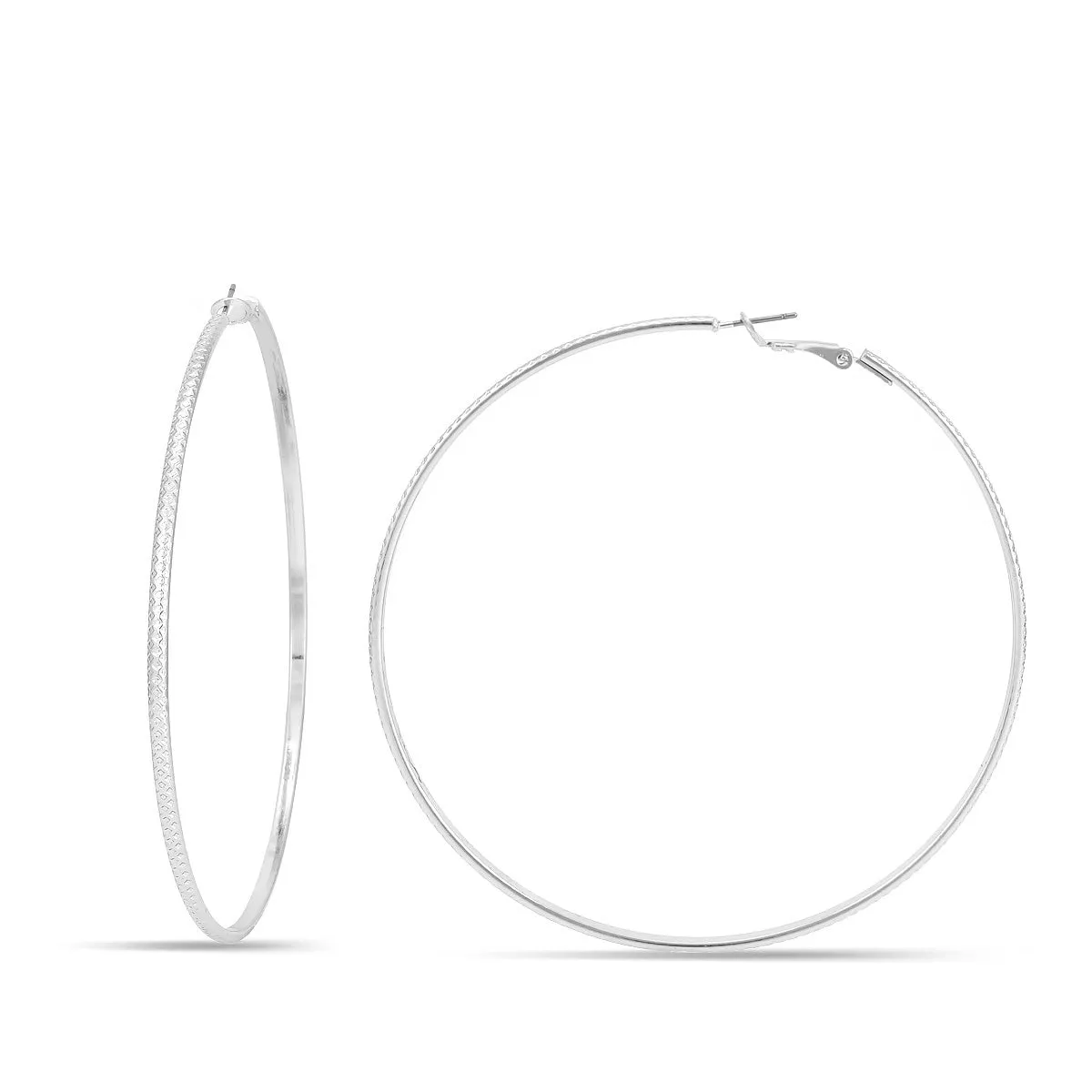 SILVER 85MM HOOP  EARRINGS #SQ325E5205SIL (AC21)