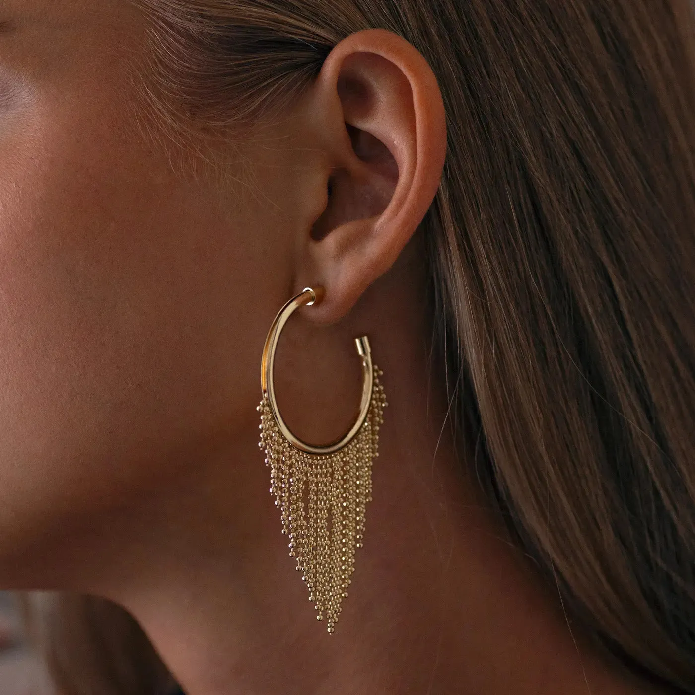 Simona - Multi Chain Hoop Earrings