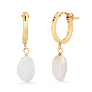 Single pearl drop hoop