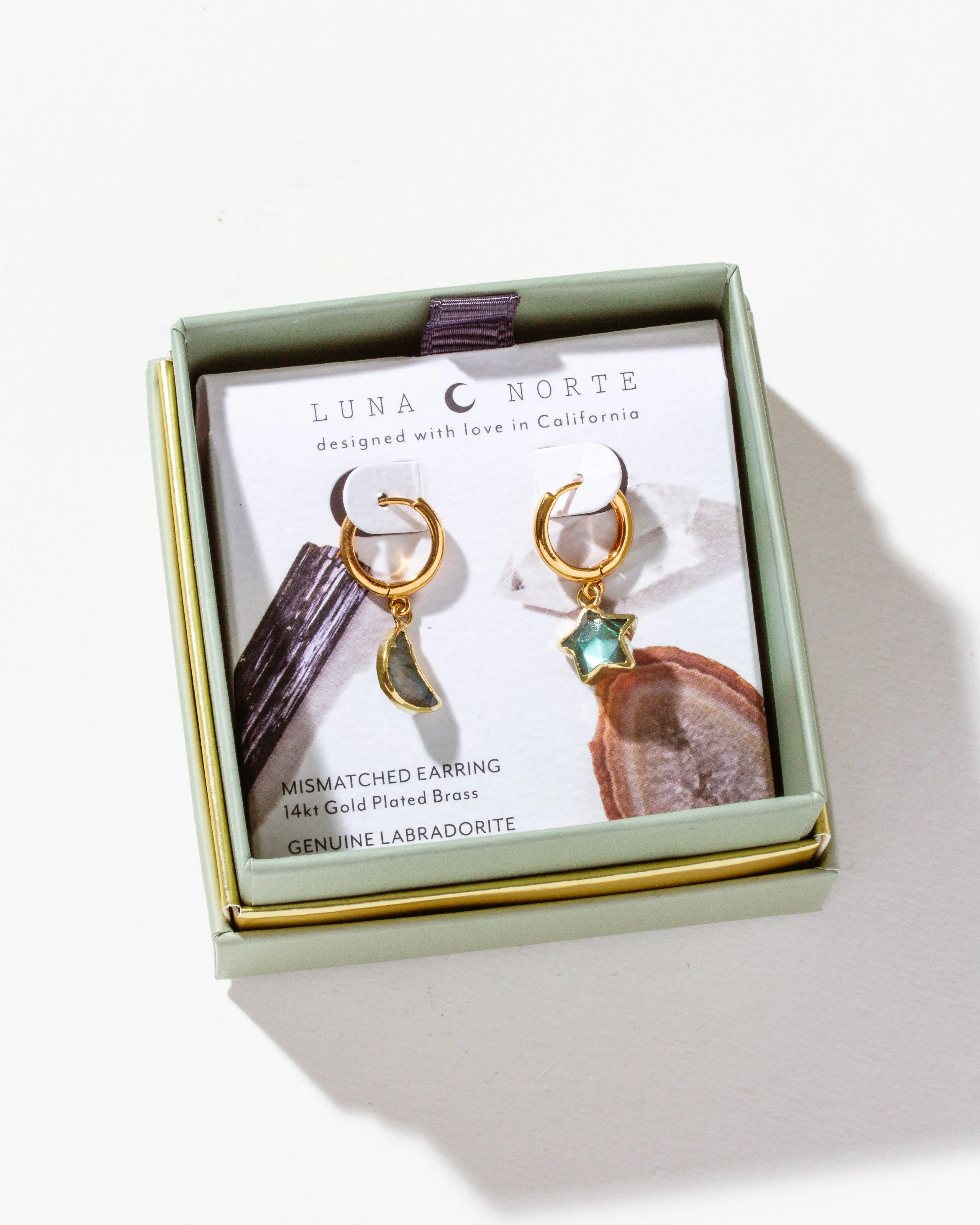 Sky Gazing Mismatched Hoop Earrings- Labradorite