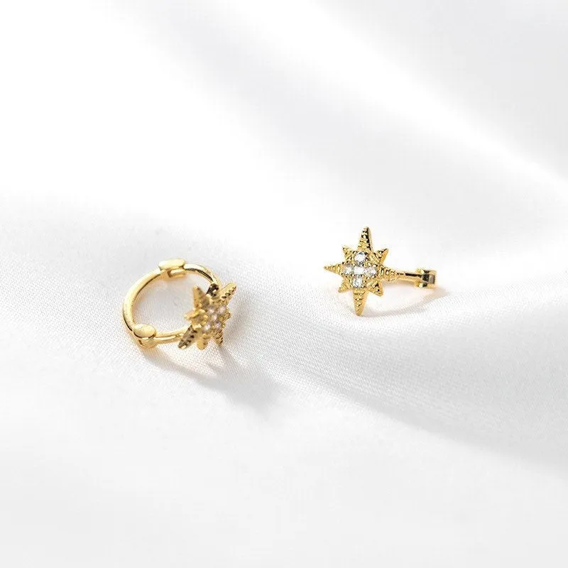 Small Star Hoop Huggies Earrings-SH031