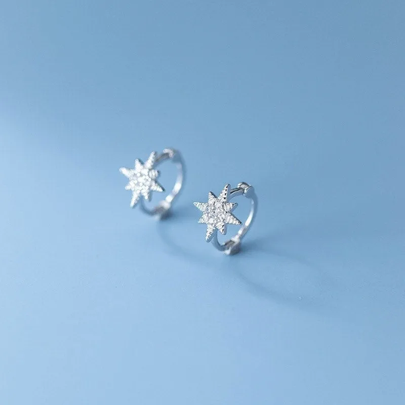Small Star Hoop Huggies Earrings-SH031