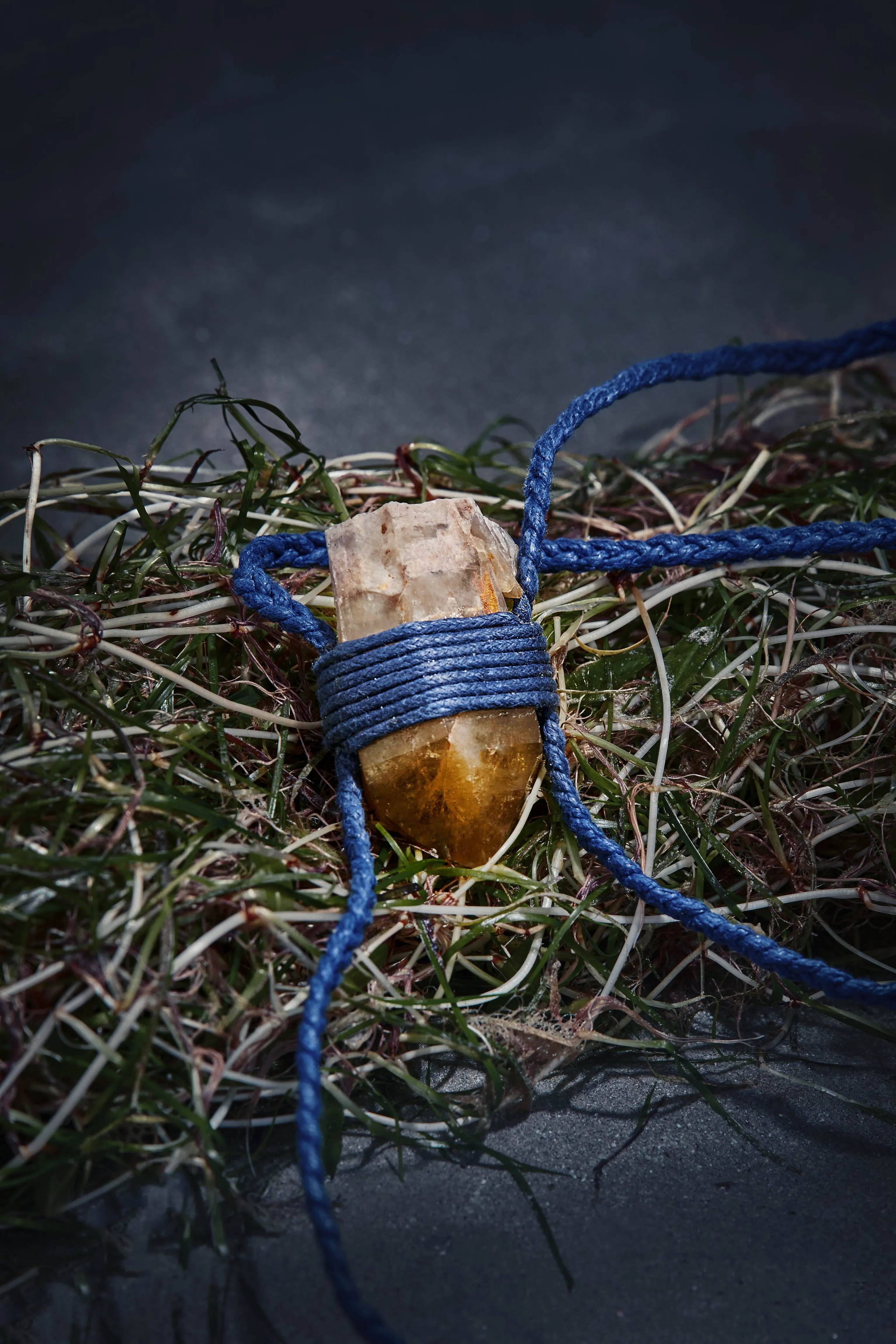 Smoky Citrine - Blue Braided Rope