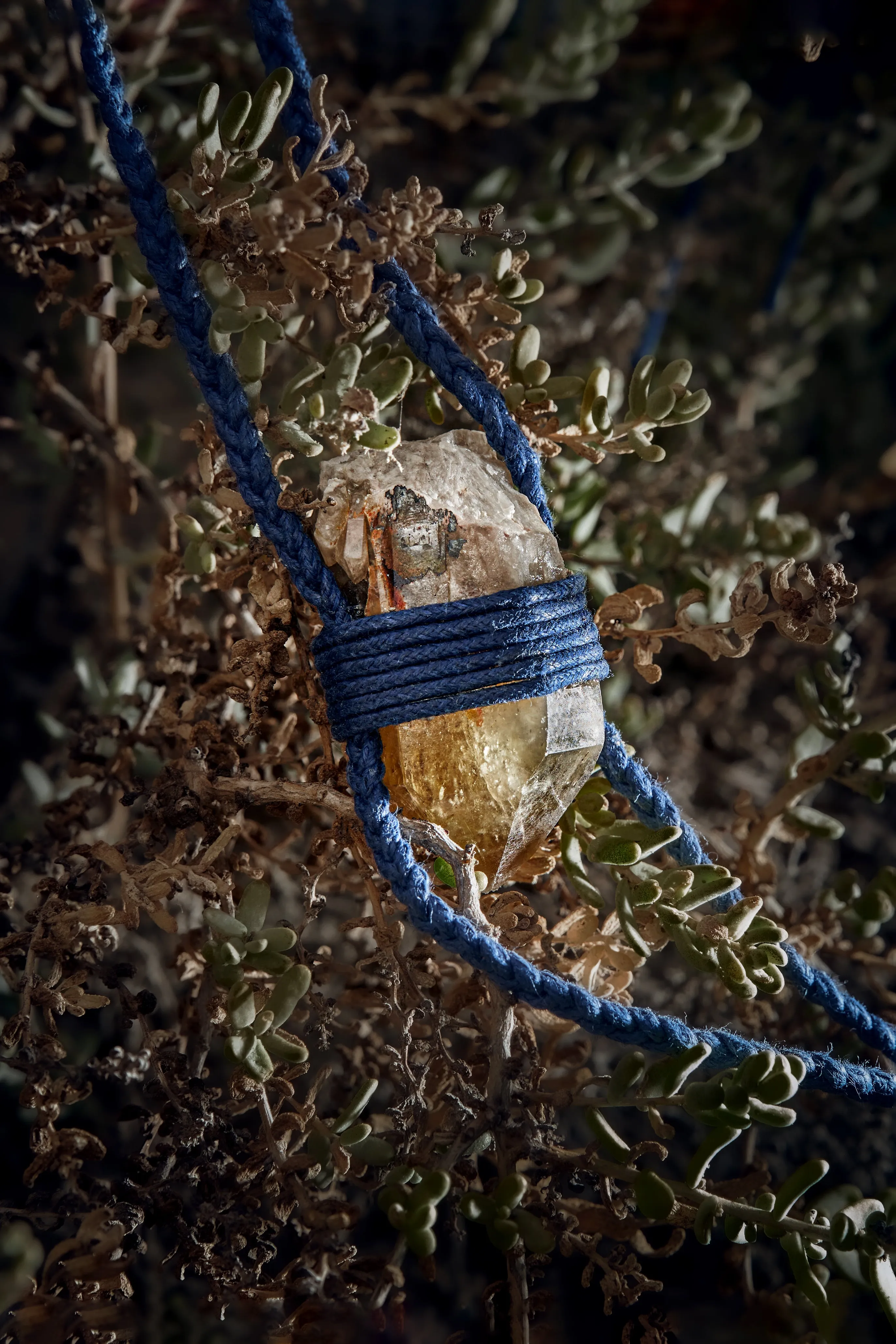 Smoky Citrine - Blue Braided Rope