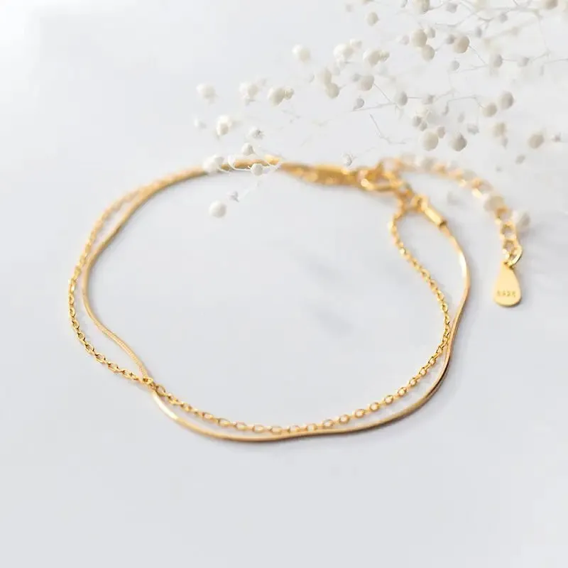 Snake Bone Double Bracelet - Korean Silver Seiko Bracelet With Bulk Packaging
