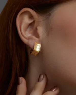 Square Hoop Huggie Earrings - 18K Gold Vermeil