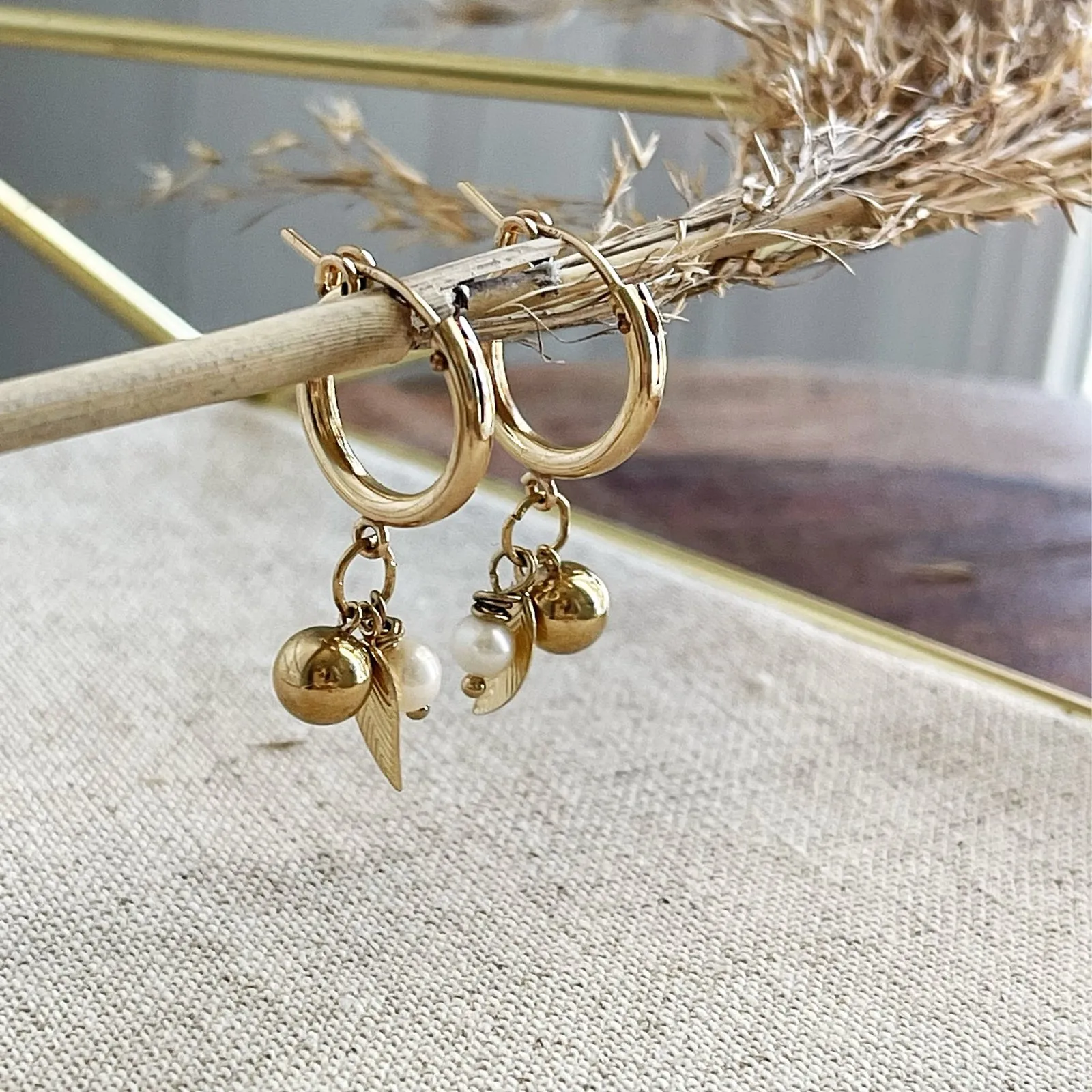 Stace Charm Euro Hoop Earrings