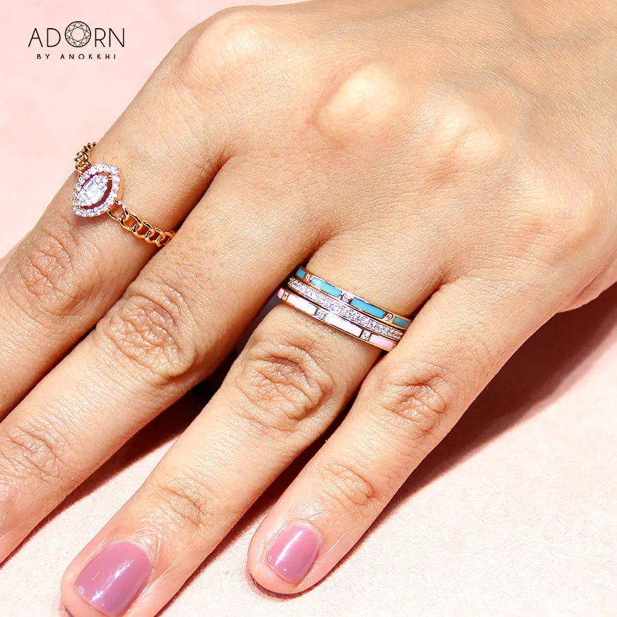 Stackable Light Pink Enamel Diamond Band