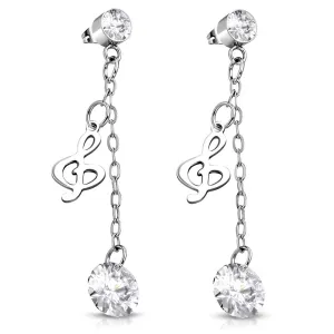 Stainless Steel Musical Note Clef Drop Dangle Earrings
