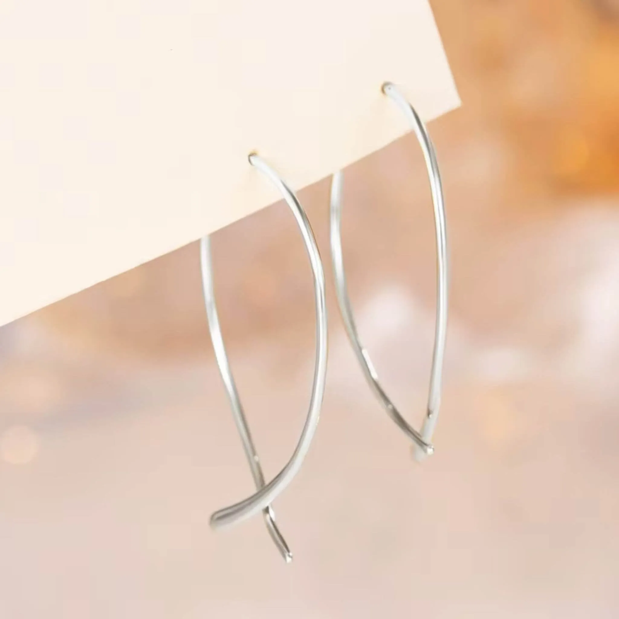 Sterling Silver Curl Bar Threader Hoop Earrings