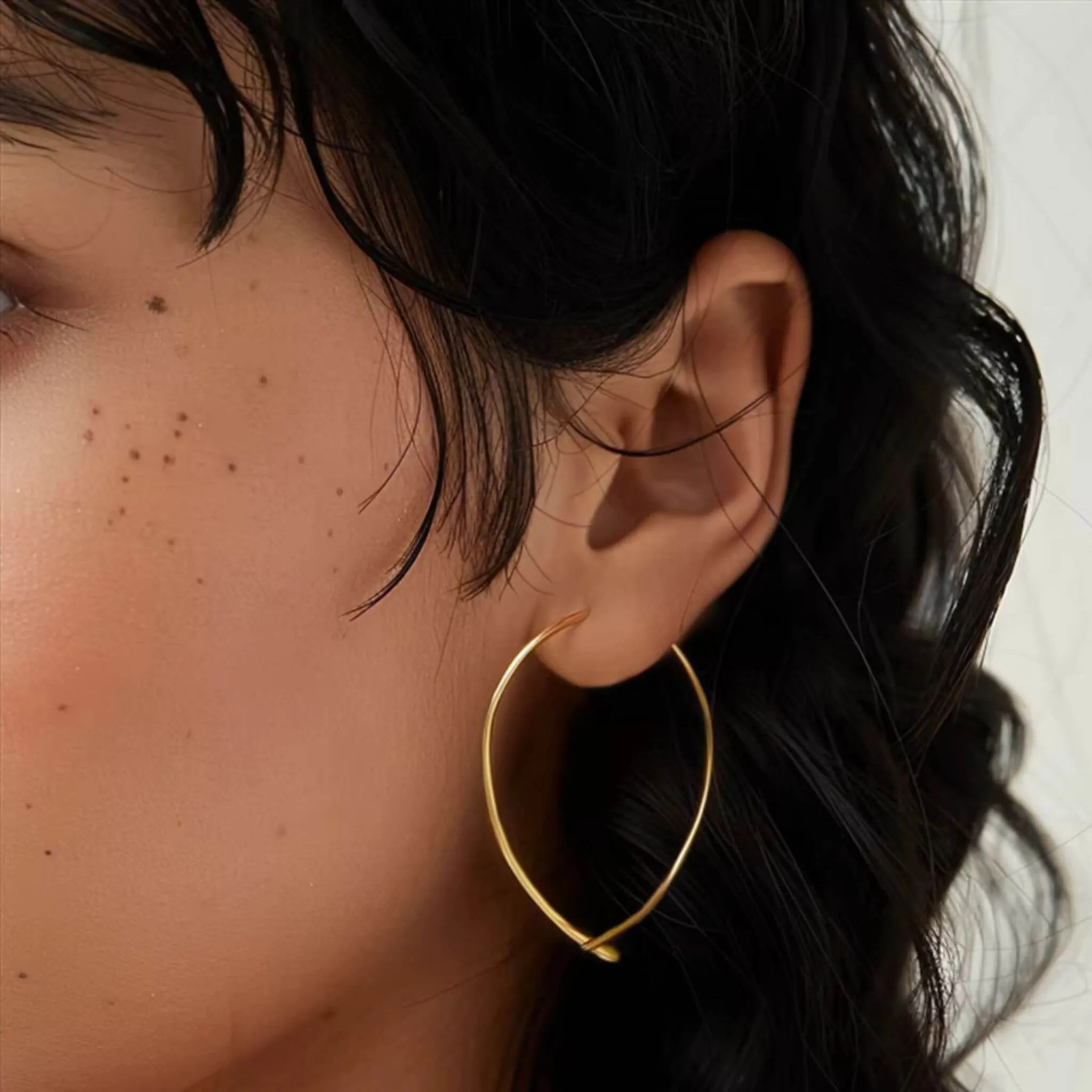 Sterling Silver Curl Bar Threader Hoop Earrings