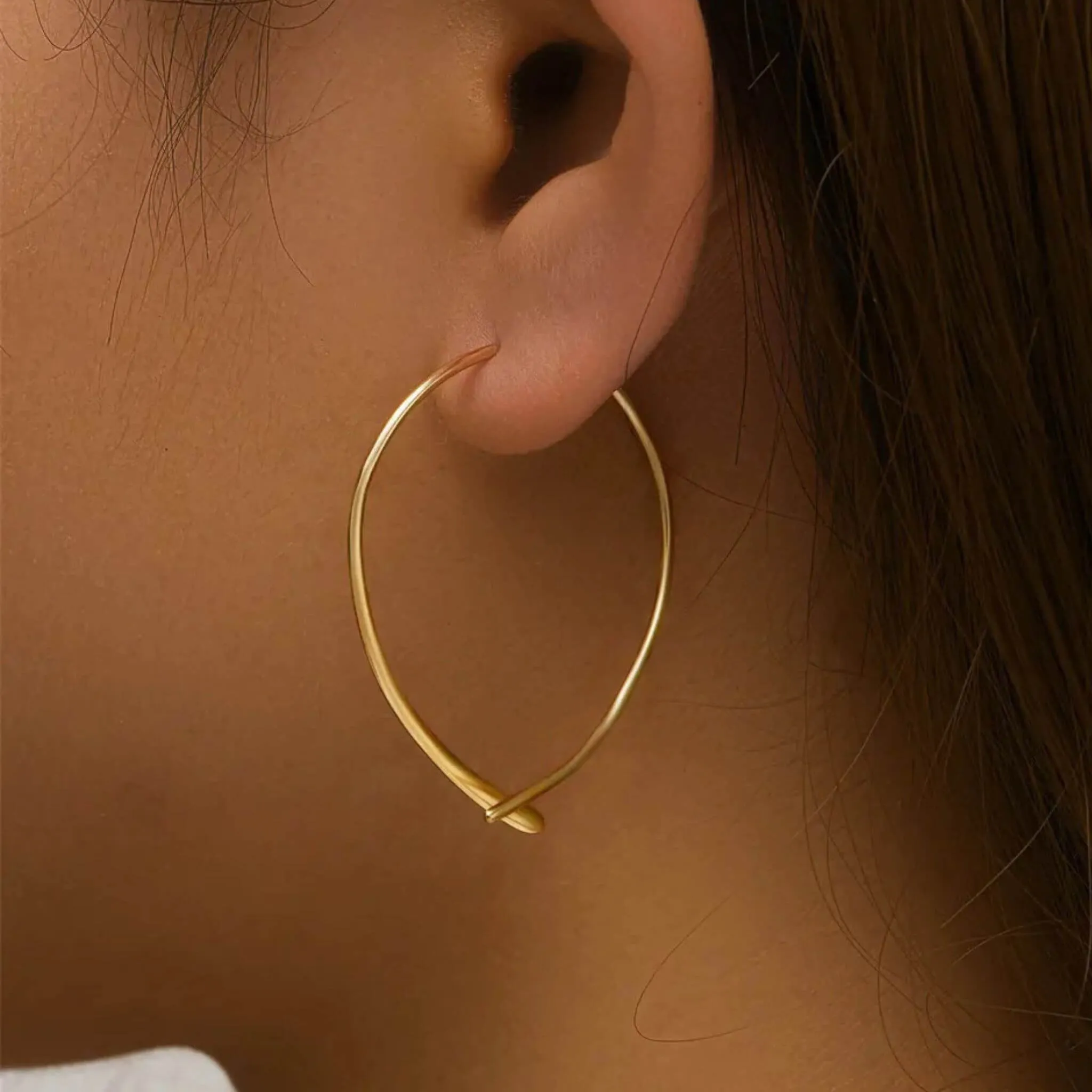 Sterling Silver Curl Bar Threader Hoop Earrings