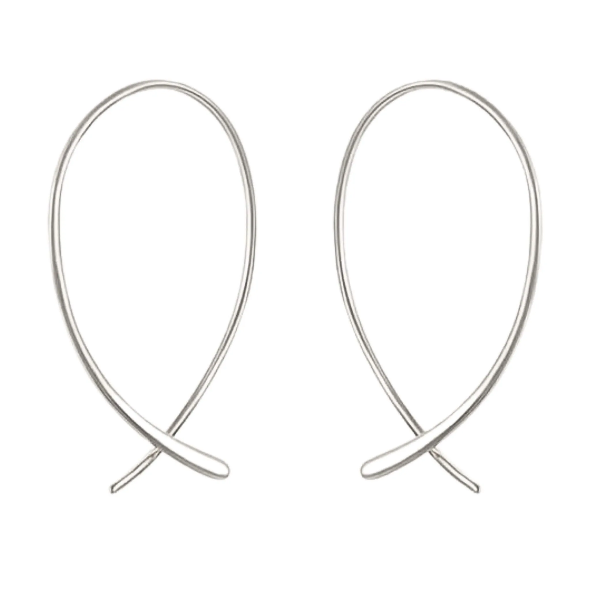 Sterling Silver Curl Bar Threader Hoop Earrings