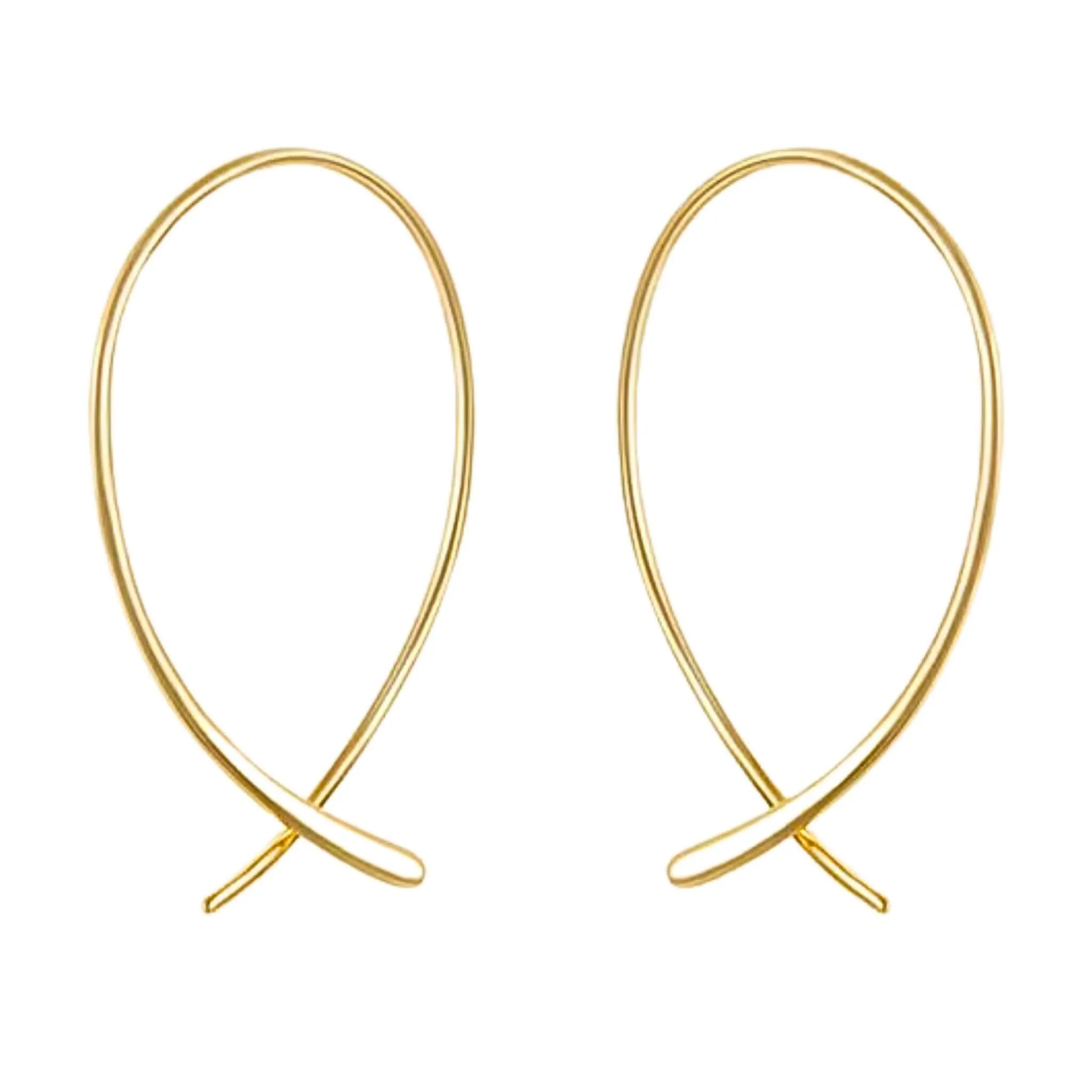 Sterling Silver Curl Bar Threader Hoop Earrings