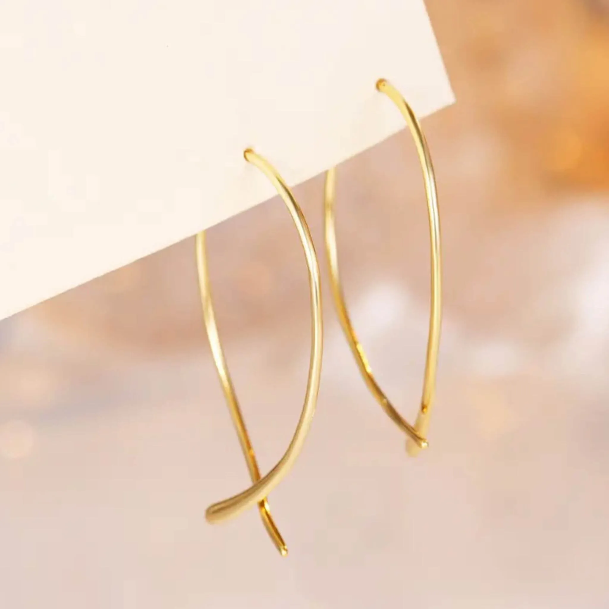 Sterling Silver Curl Bar Threader Hoop Earrings