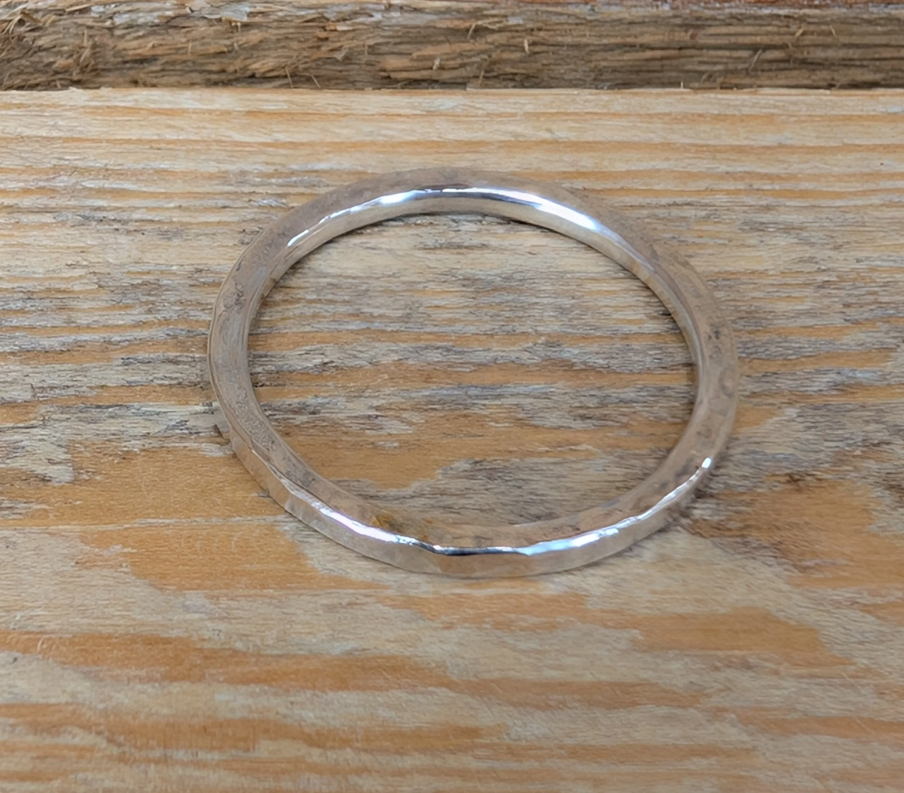 sterling silver hammered stacking ring