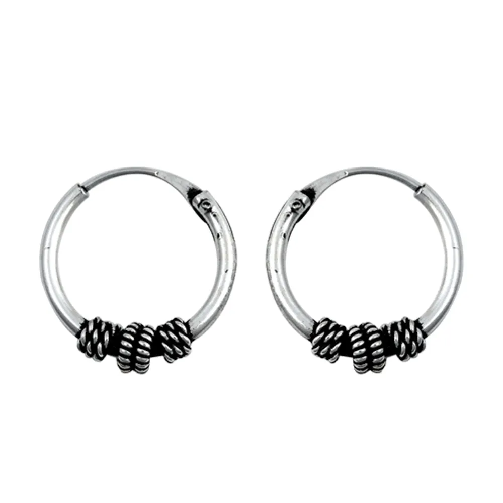 Sterling Silver Statement Hoop Rope Knot Wrap Weave Earrings 925 New