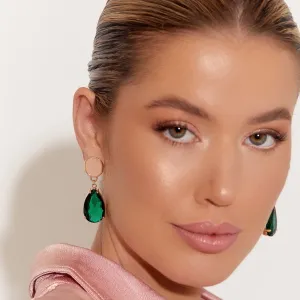 Stone and Glass Drop Earrings (Pink/Green)