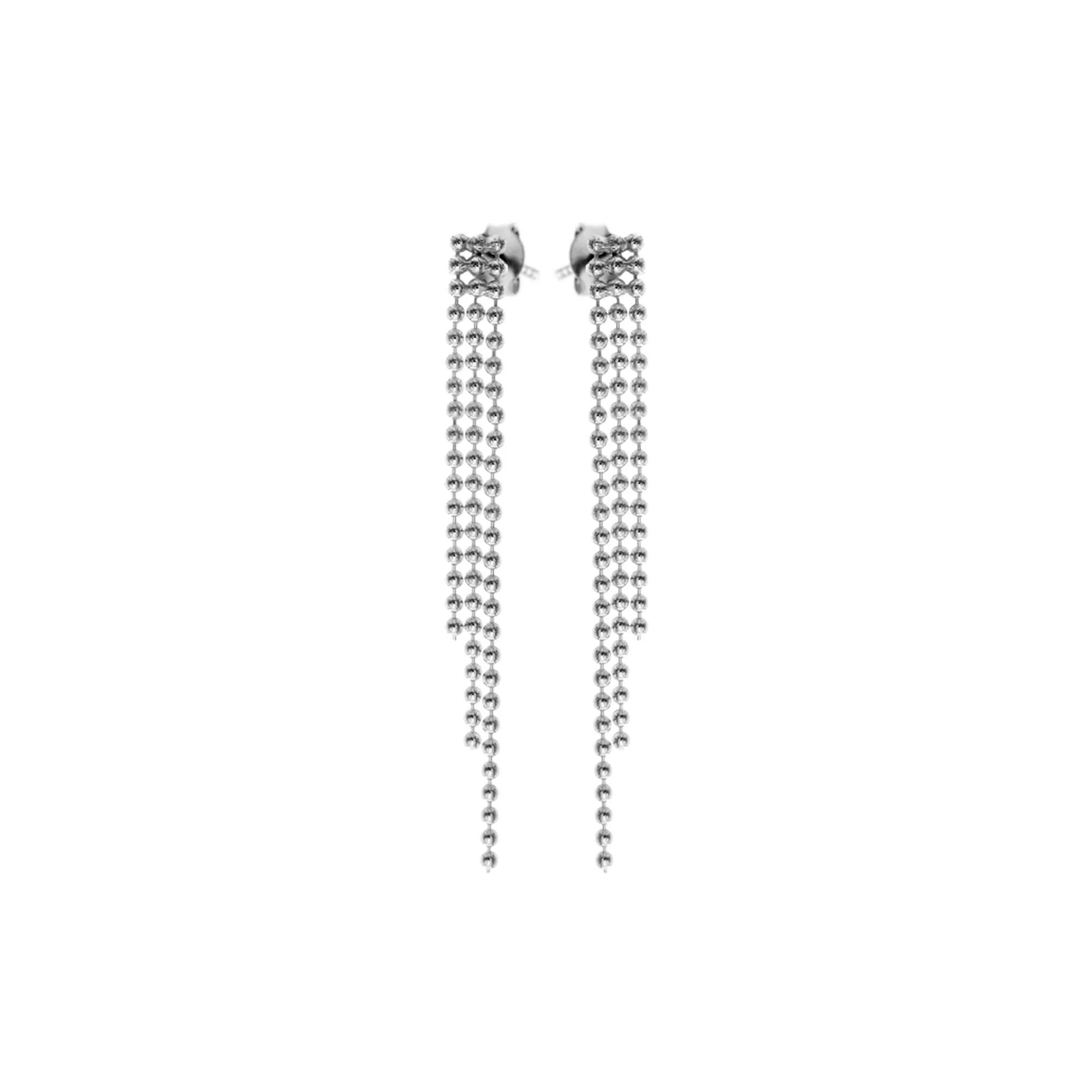 Stud topped earrings with dangly ball chain strands
