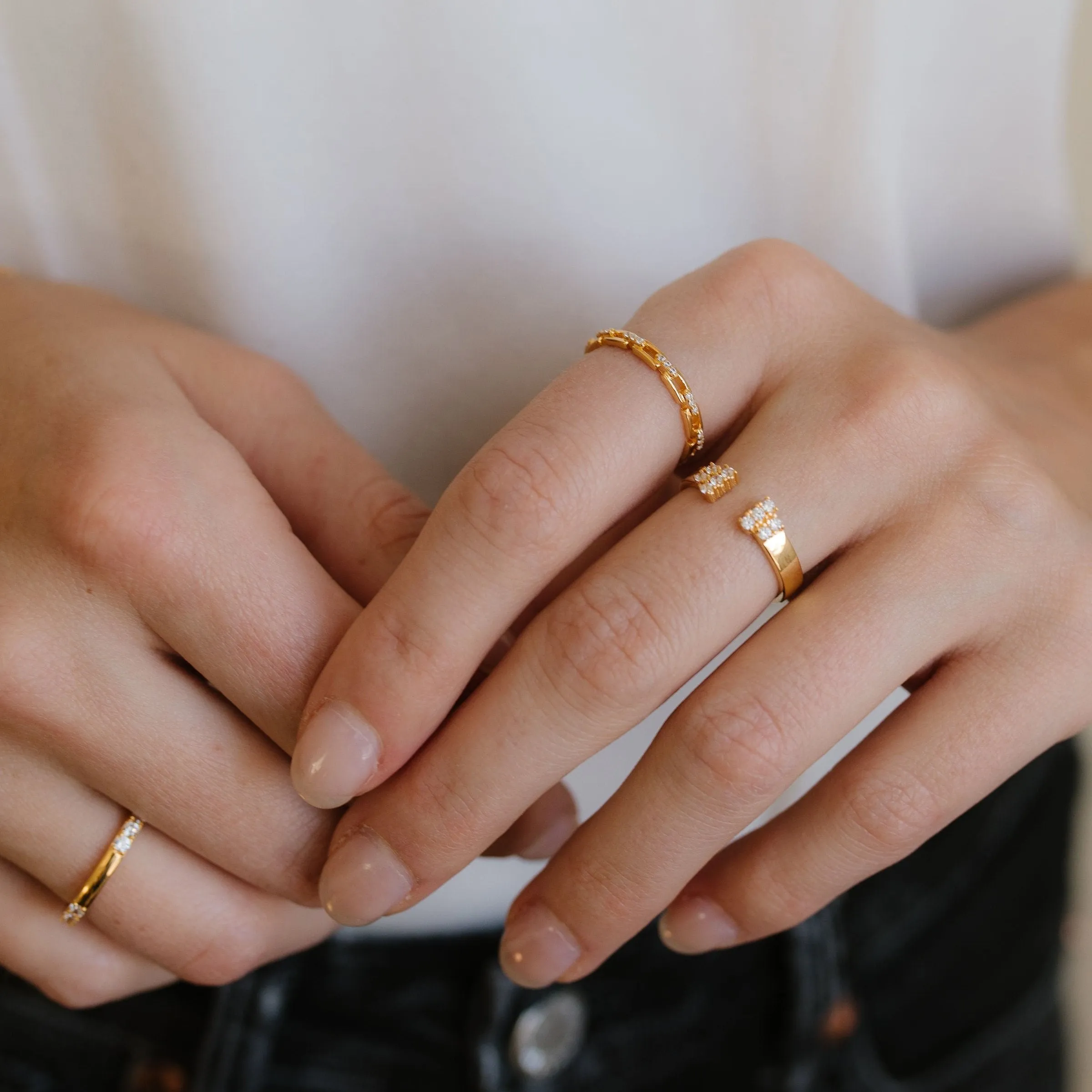 Studded Chain Stacking Ring