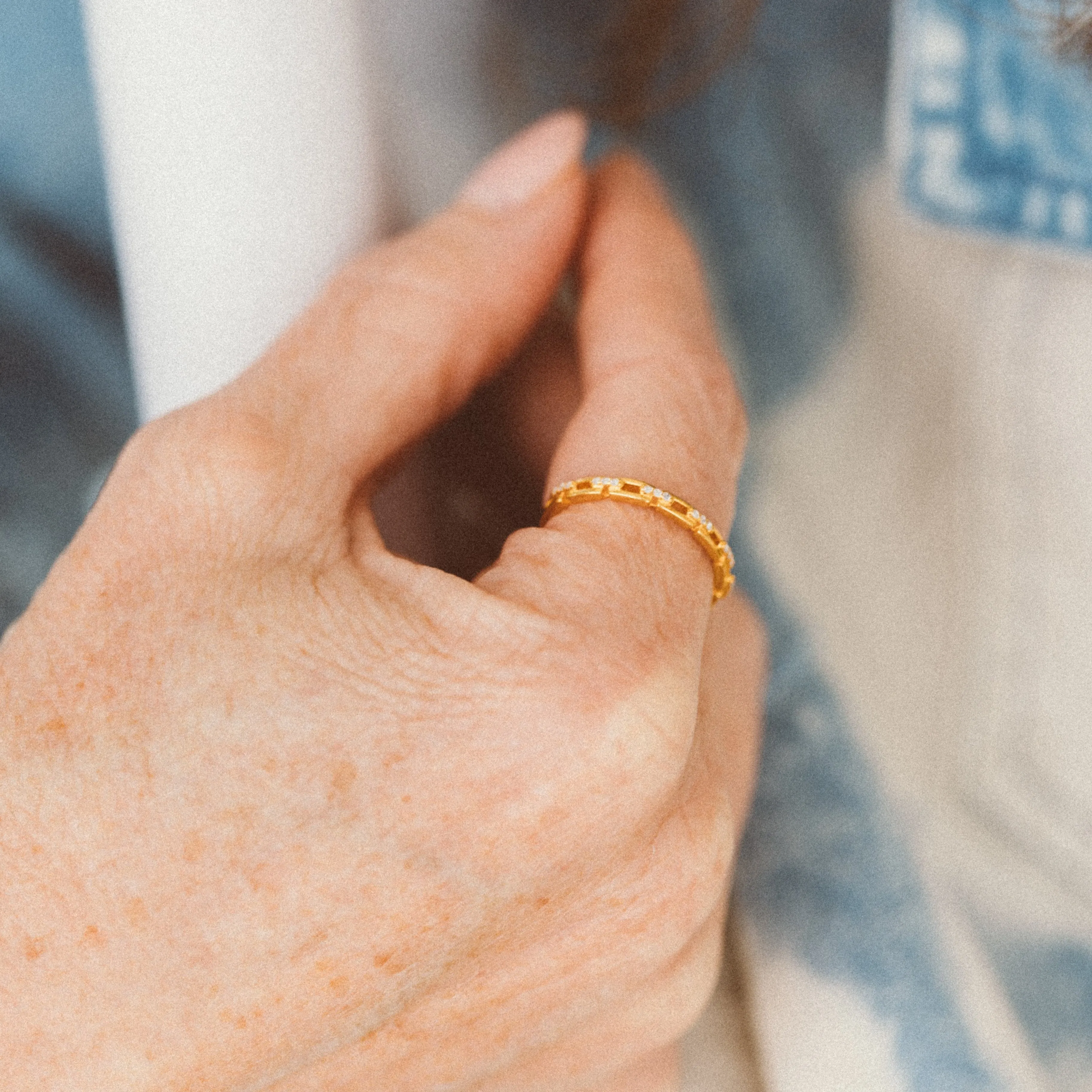 Studded Chain Stacking Ring