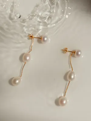 Sydney | Three Pearl Drop Earrings