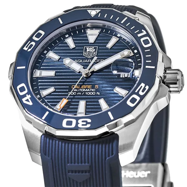 Tag Heuer Aquaracer Calibre 5 Blue Silicone Blue Dial Automatic Watch for Gents - WAY211C.FT6155
