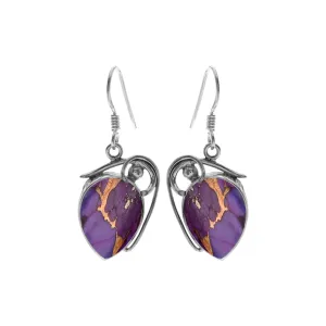 Teardrop purple mohave earrings with wire detail