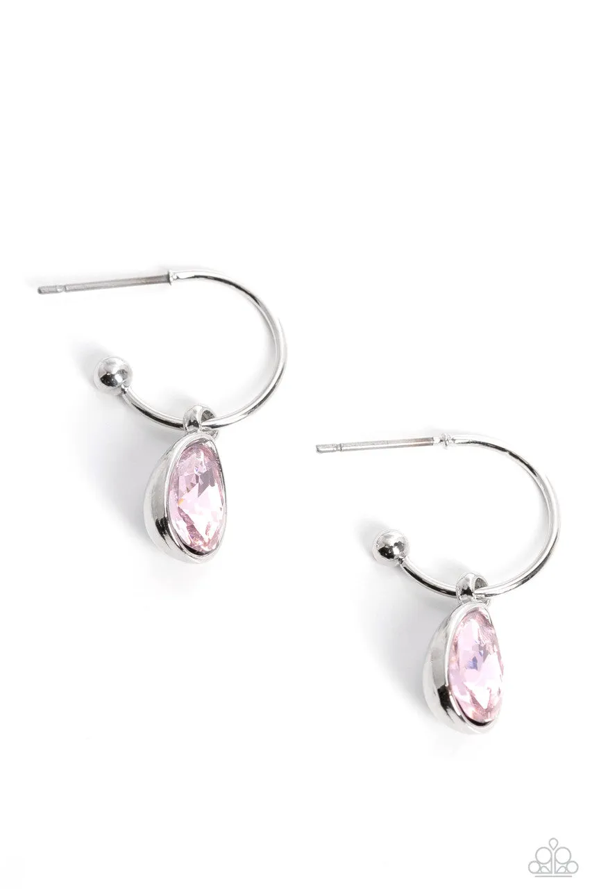 Teardrop Tassel - Pink - Dainty Drop Hoop Paparazzi Earrings